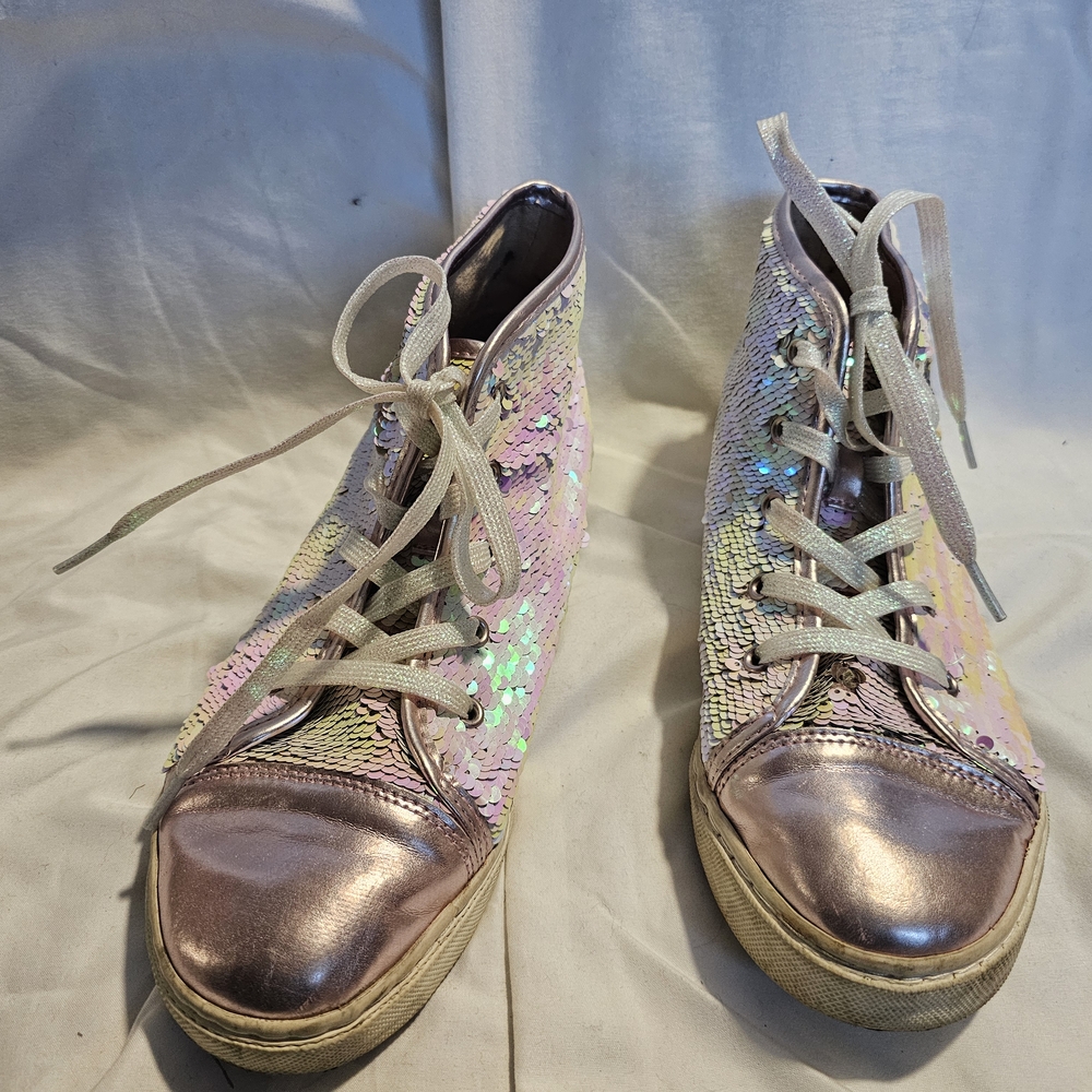 The Children's Place Pink and Silver Sneakers with Metallic Finish